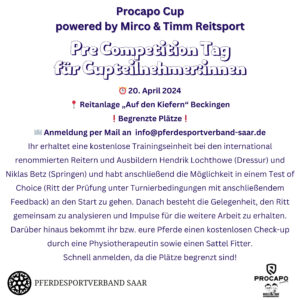  Procapo Cup powered by Mirco & Timm Reitsport PRE COMPETITION TAG 